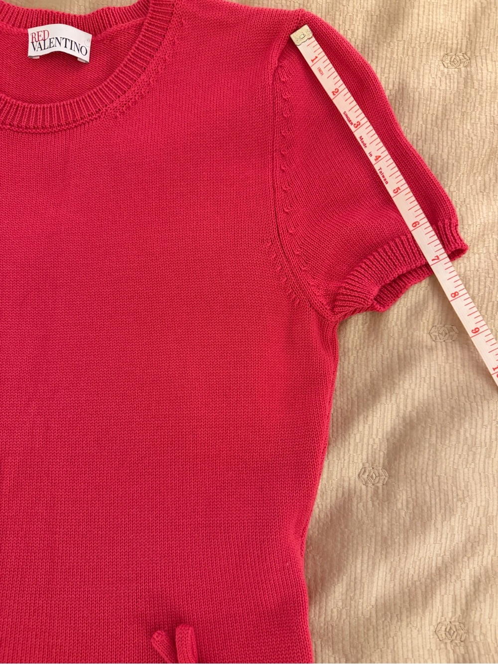 RED Valentino Pink Virgin Wool Knit A-Line Dress Crew Neck Bow, M - Picture 14 of 14
